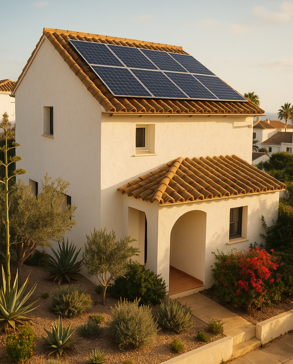 Installation of solar panels on a house house with solar panels sabinillas